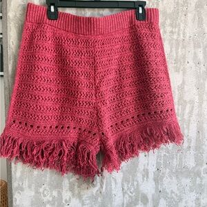 ASOS Pink Crochet Fringe Shorts